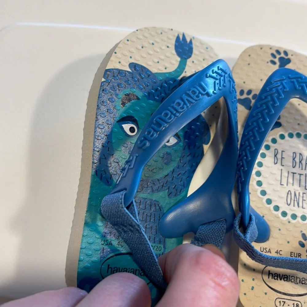 Havaianas flip flop sandals blue lion size 4 baby infant